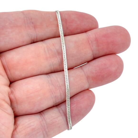 Vintage Sterling Silver 925 Herringbone Chain Bracelet 7.75" - Picture 1 of 5